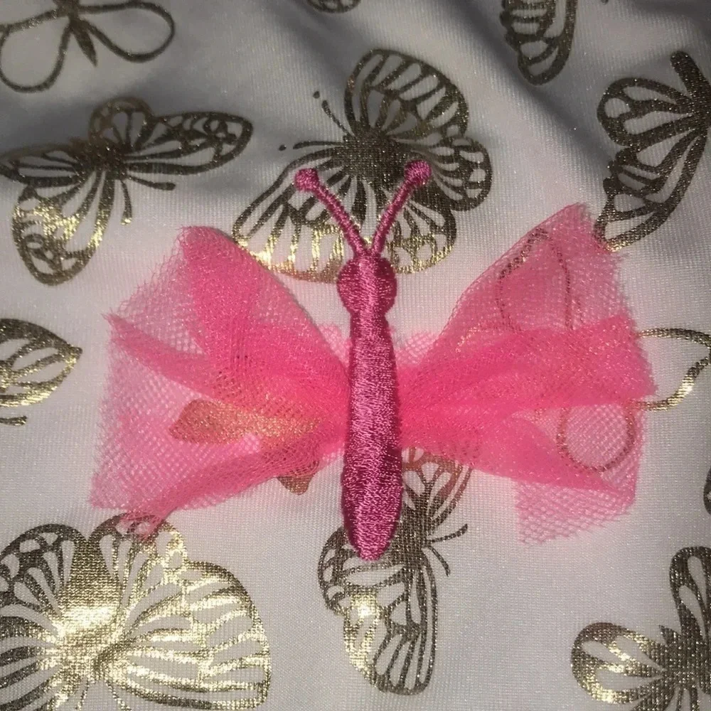PENELOPE MACK Ltd. one piece swimsuit tutu ruffle gold butterflies lined size 6X